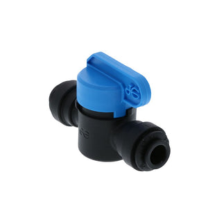 John Guest Shut-Off Valve Black Polypropylene - 1/4 Tube x 1/4 Tube