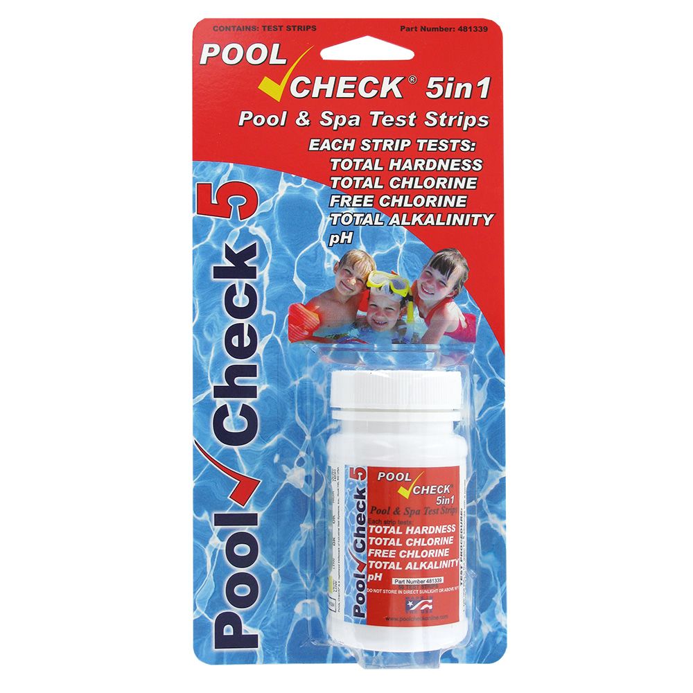 Pool Check Test Strips 5 in 1 50 per bottle