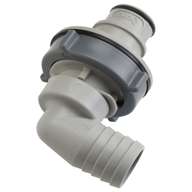 HFC431212 Non-Valved Elbow Panel Mount Hose Barb Coupling Insert 3/4 ID Barb