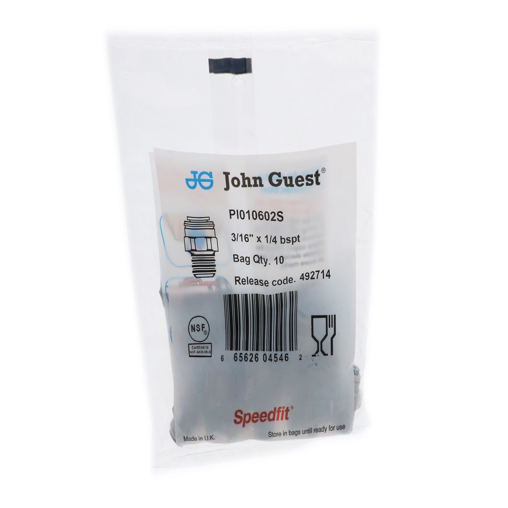 John Guest Male Connector BSPT - 3/16 x 1/4  BSPT
