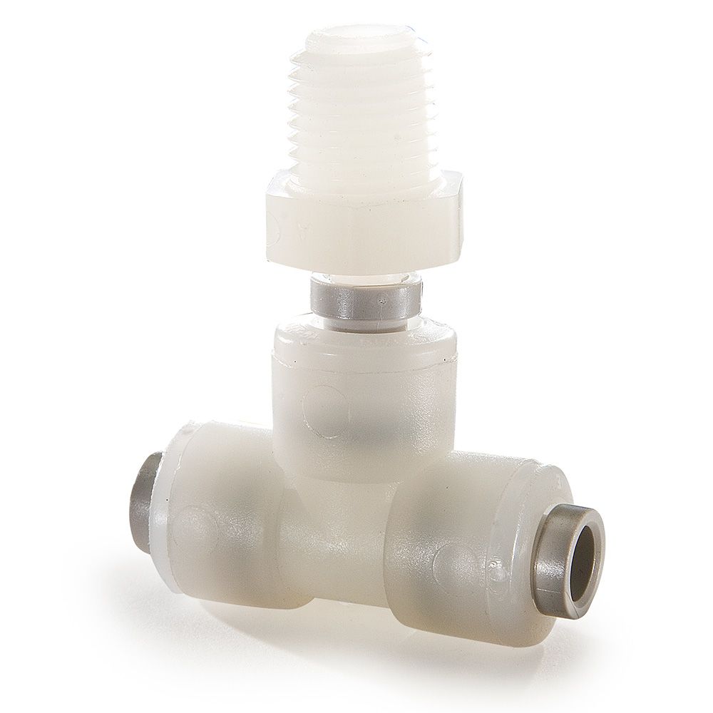 Kynar PVDF Male Branch Swivel Tee - 3/8 x 3/8 NPTF