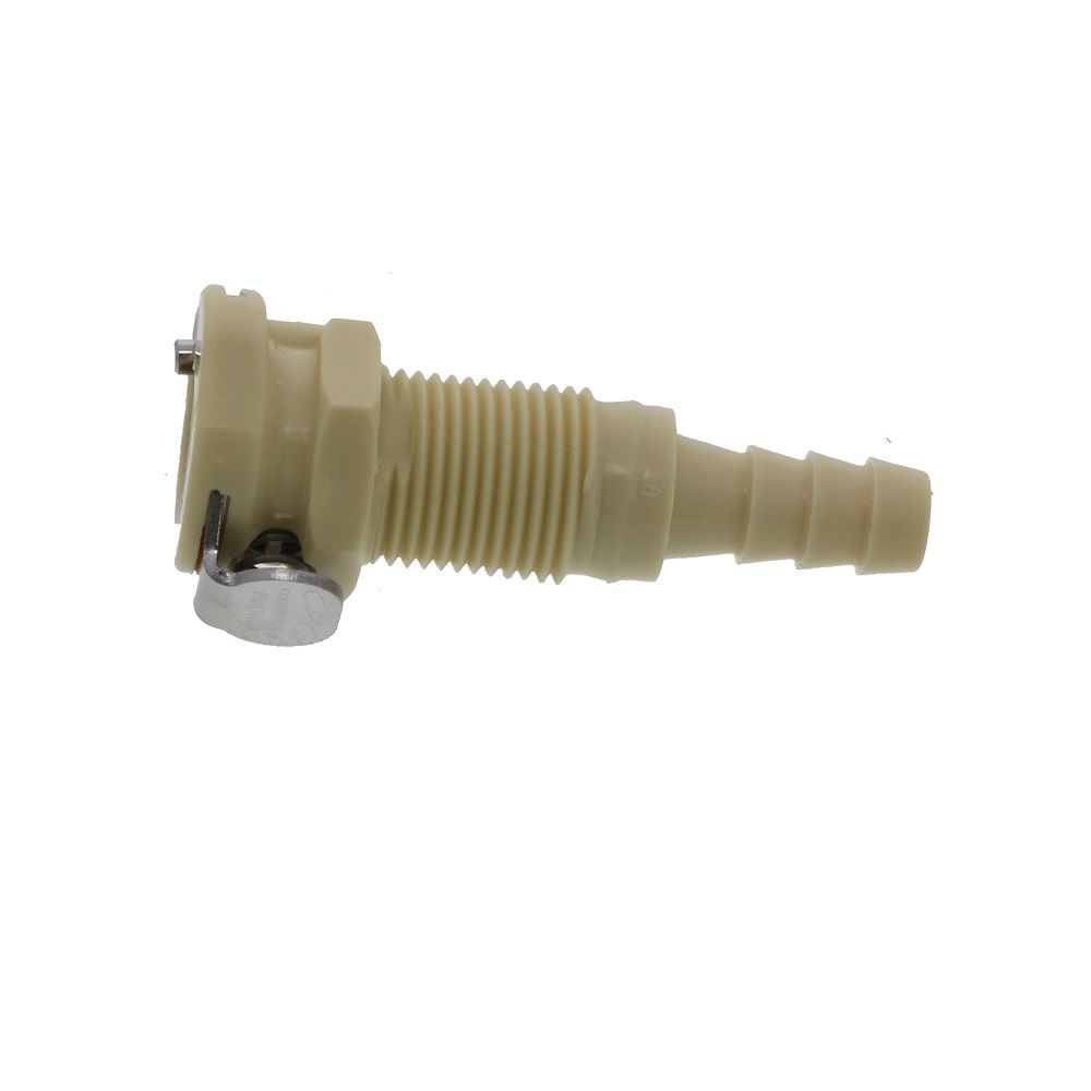 PMCD160412 Valved Panel Mount Hose Barb Coupling Body 1/4 ID Barb
