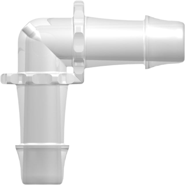 LinkTech Elbow Tube Fitting with 500 Series Barbs, 3/8" [9.5 mm] ID Tubing, Natural Polypropylene
