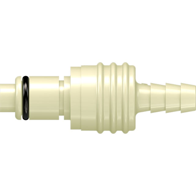 LinkTech 40PP Series Straight Male, Valved, 1/4" HB, Molded Almond Color, Polypropylene, EPDM