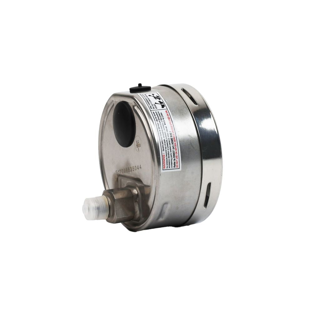 Water Pressure Gauge 100 PSI, 1/4" MPT, 4" Dial, Lower Back Mount, All SS