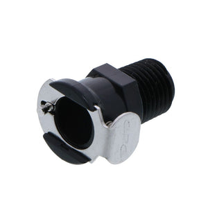 PLCD10004VBLK Valved Black Male Thread Coupling Body 1/4 NPT FKM [Viton] O-ring
