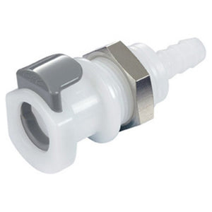 9208200 NSF Valved Panel Mount Hose Barb Coupling Body 1/4 ID Barb