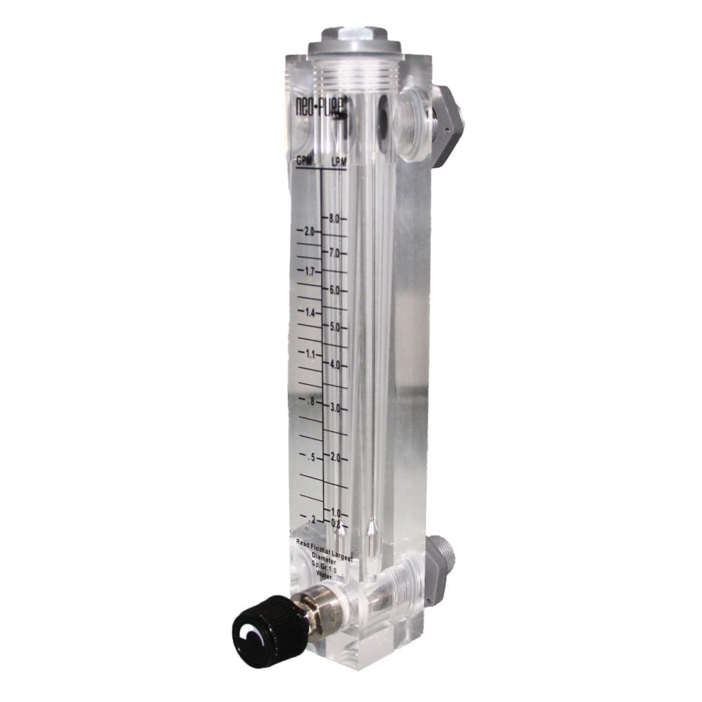 Neo-Pure Adjustable Panel Mount Flowmeter 0.2-2GPM 3/8" MNPT