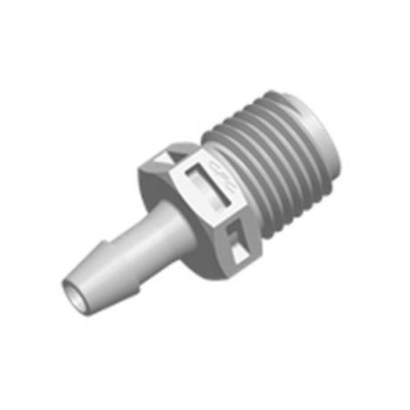 FitQuik PVDF [Kynar] Thread to Tube Straight Fitting - 1/4 NPT to 3/16 ID Barb
