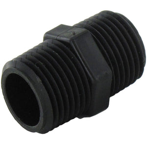 Nipple Hex - 3/4 x 3/4 MPT Black Polypropylene