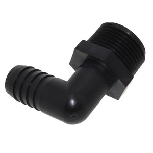 Male Elbow Barb x Male NPT - 3/8" HB x 3/4" MNPT - Black Polypropylene