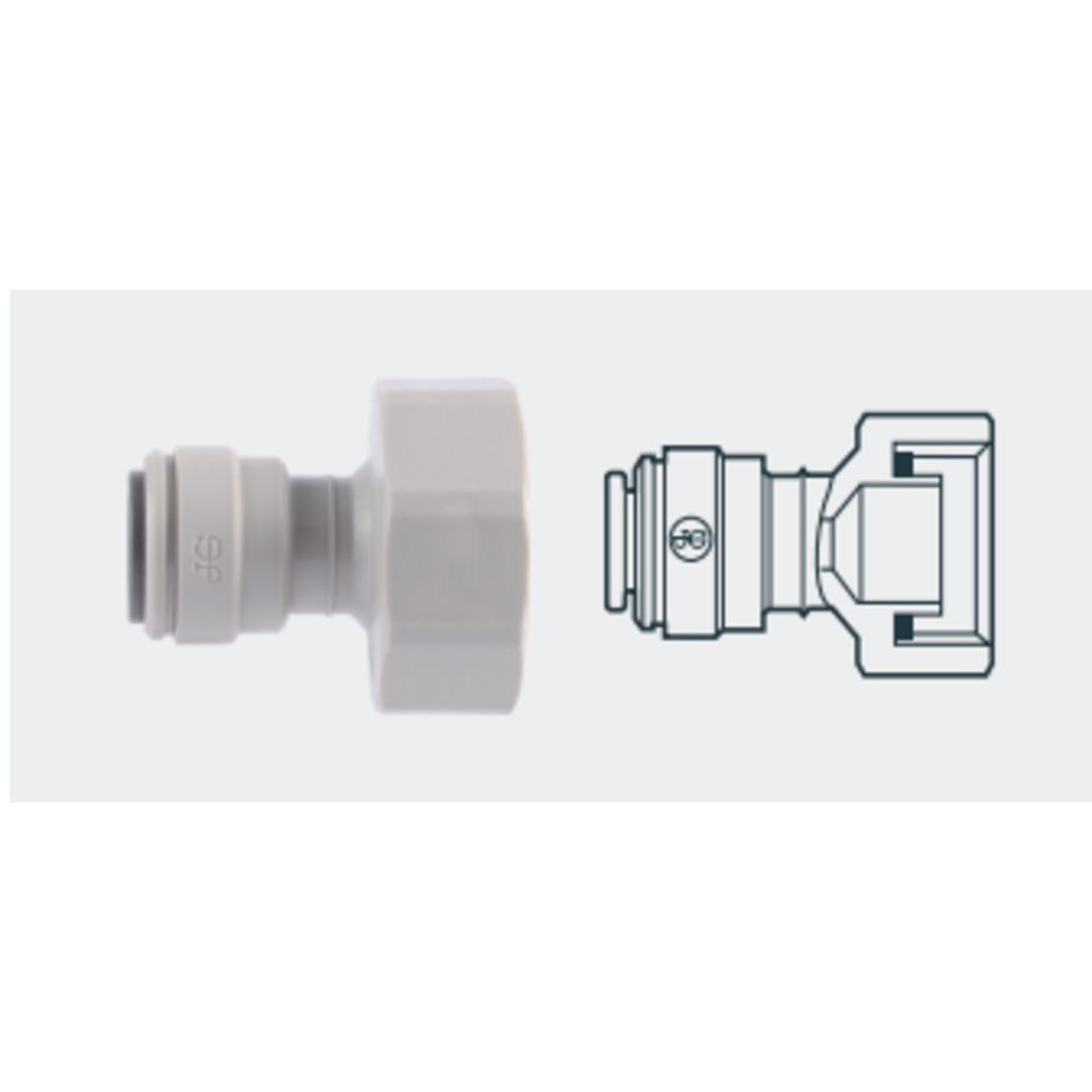 John Guest Faucet Connector BSPP - 3/8 x 1/2 BSPP
