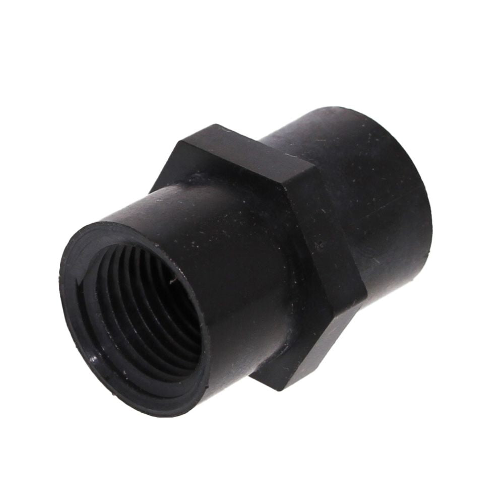 Union Coupler 1/2 FNPT x 1/2 FNPT - Black Polypropylene