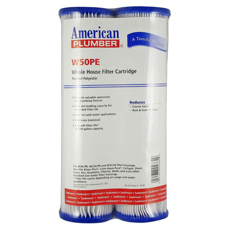 American Plumber W50PE Whole House 50 micron Sediment Filter 2 Pack