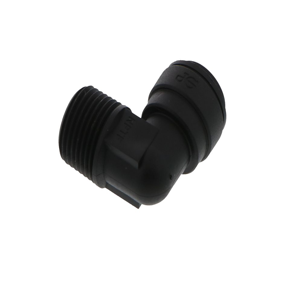John Guest Fixed Elbow NPTF Black Polypropylene - 3/8 x 3/8 NPTF