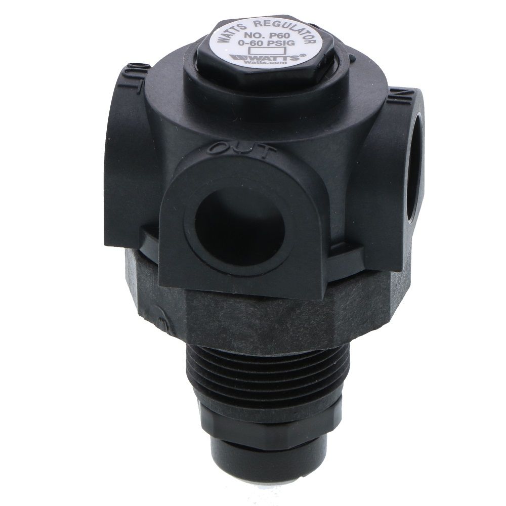 Watts P60 Series Miniature Plastic Water Pressure Regulator - 2 Way - 1/4" FNPT 0-60 psi