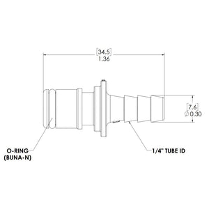 LinkTech 50AC Series Straight Male, Non-valved, 1/4" HB, Natural Acetal