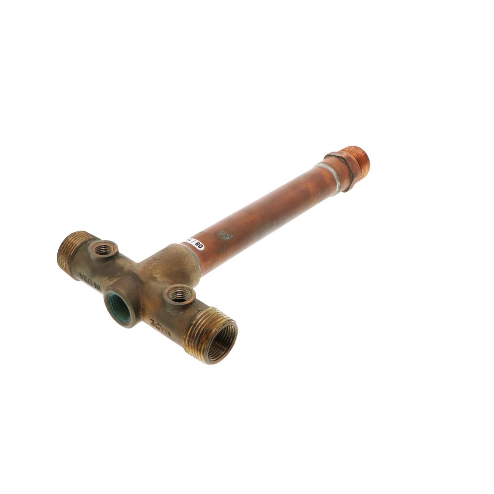Brass Tank Cross 1" x 3/4" x 10" w/ 2 Taps