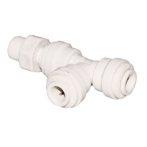 John Guest Polypropylene Swivel Male Run Tee - 1/4 x 1/8 NPTF