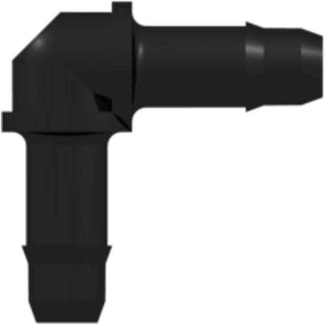 LinkTech Elbow Tube Fitting with 400 Series Barbs, 5/32" [4.0 mm] ID Tubing, Black Nylon